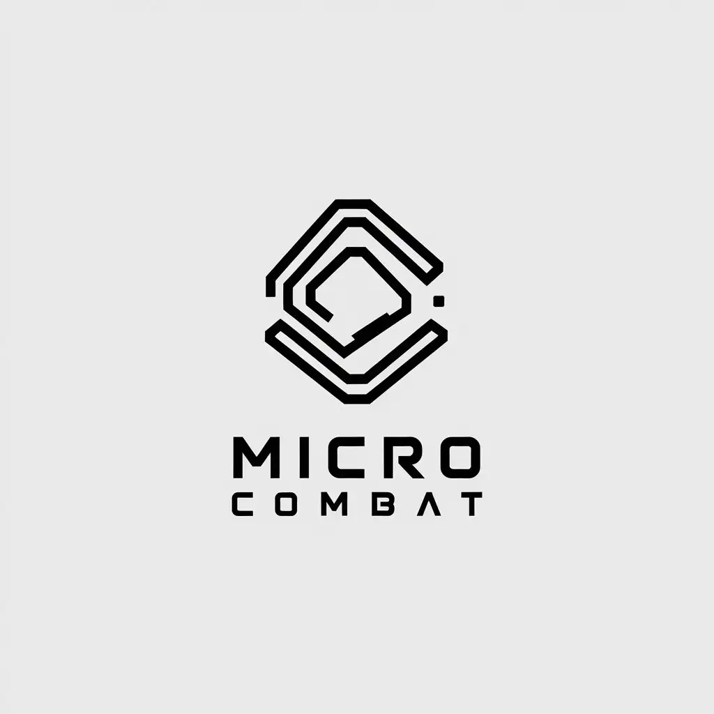 a vector logo design,with the text "micro combat", main symbol:geometric lines,Minimalistic,be used in Technology industry,clear background