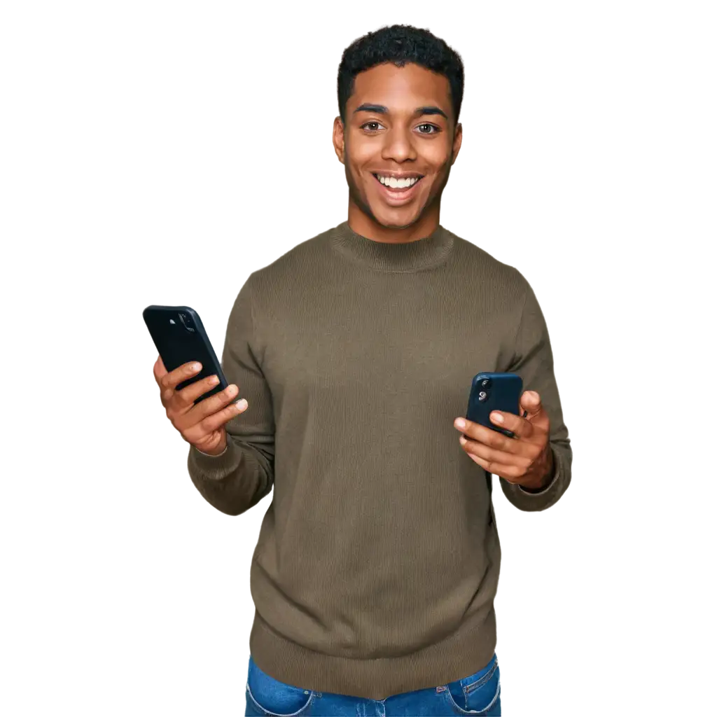 Excited-Black-Young-Man-Smartphone-iPhone-Videographer-PNG-Image