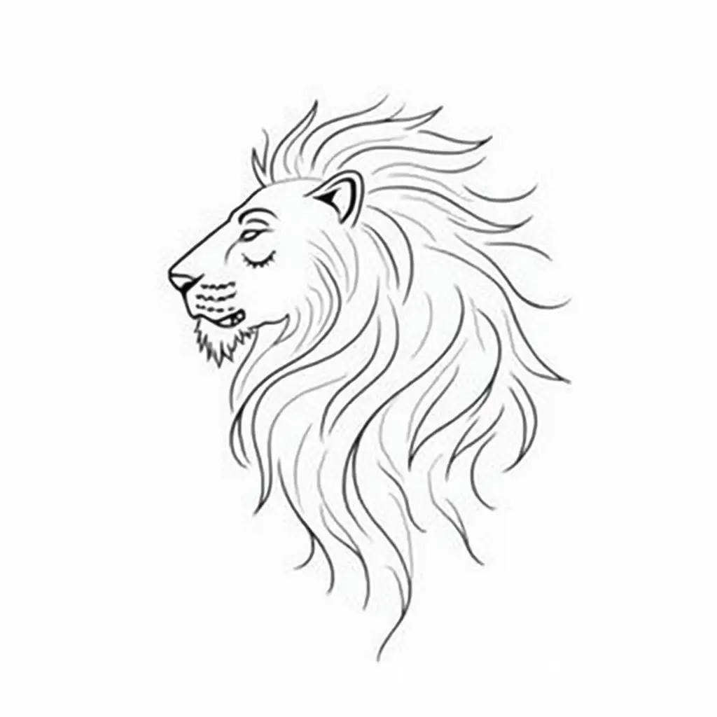 Minimalist-Line-Drawing-of-Lion-and-Womans-Faces-in-Harmony
