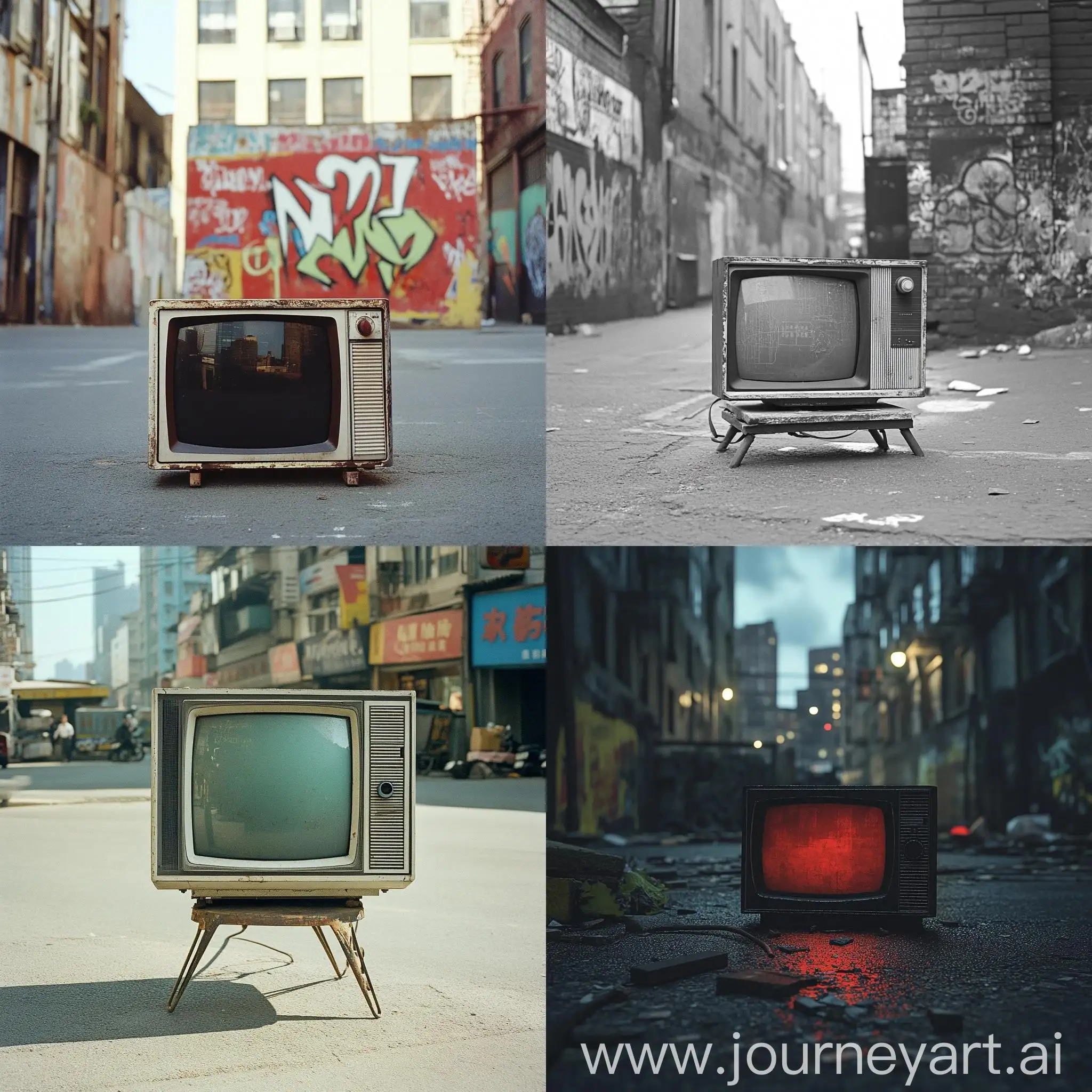 Punk-Style-Television-Standing-on-City-Street