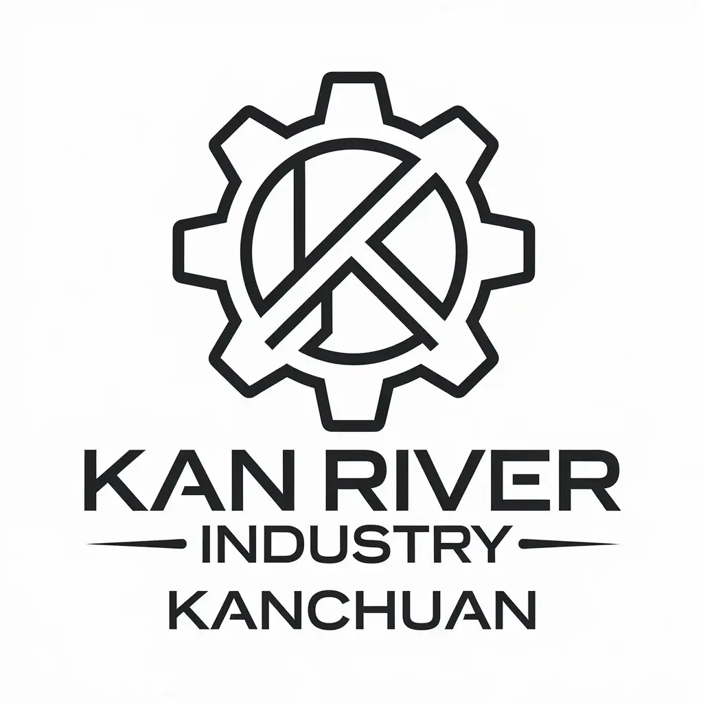 a vector logo design,with the text "Kan River Industry", main symbol:Gears, KANCHUAN,Minimalistic,be used in Technology industry,clear background