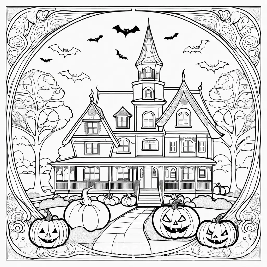 Adult-Halloween-Coloring-Page-Intricate-Witch-and-Pumpkin-Design