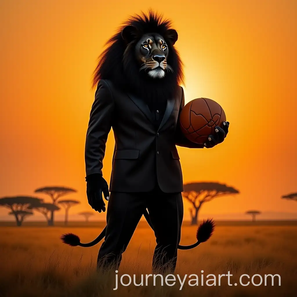Majestic-Black-Lion-in-Tailored-Suit-Holding-Basketball-at-Savanna-Sunset