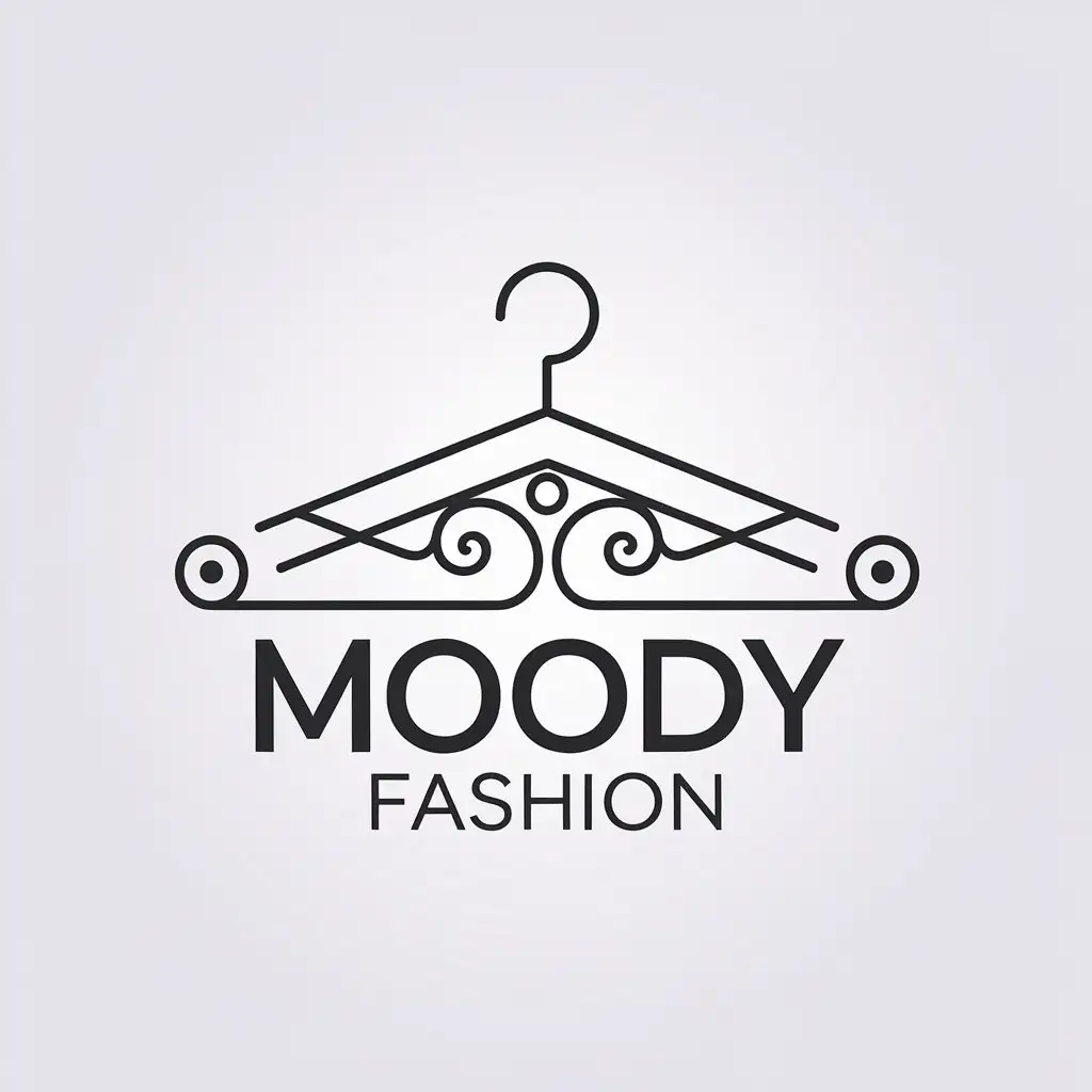 a vector logo design,with the text "MOODY FASHION", main symbol:clothes,Minimalistic,clear background