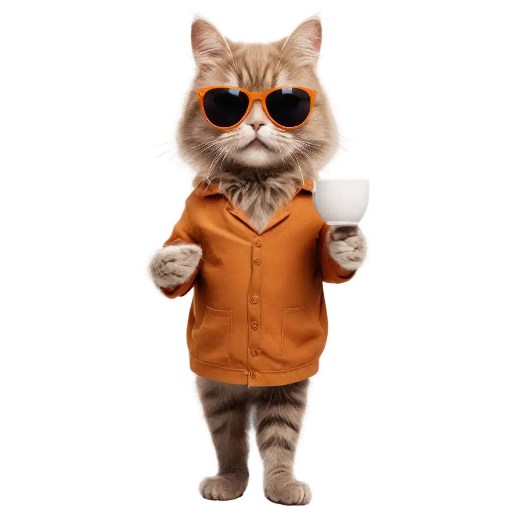 Charming-Cat-in-Sunglasses-Sipping-Coffee-HighQuality-PNG-Image-for-Your-Creative-Needs