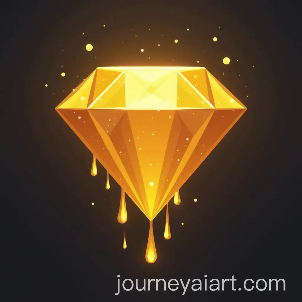 Golden-Diamond-Icon-with-Dripping-Gold-on-Flat-Background