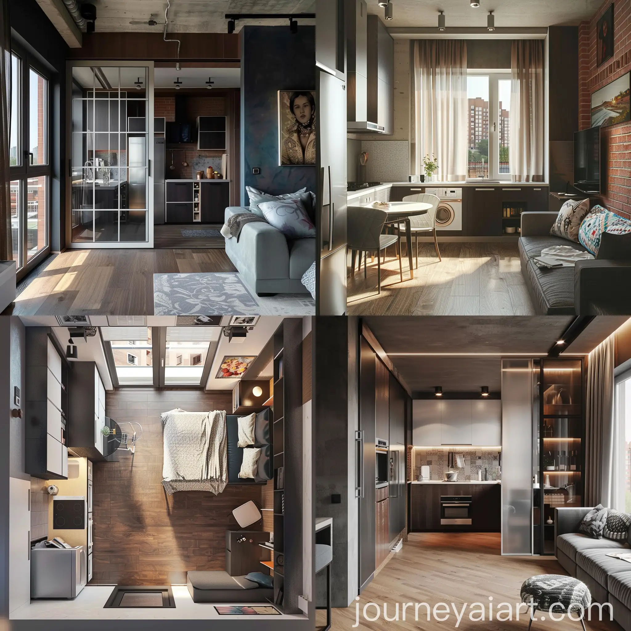Cozy-OneRoom-Apartment-Interior-with-Realistic-Design