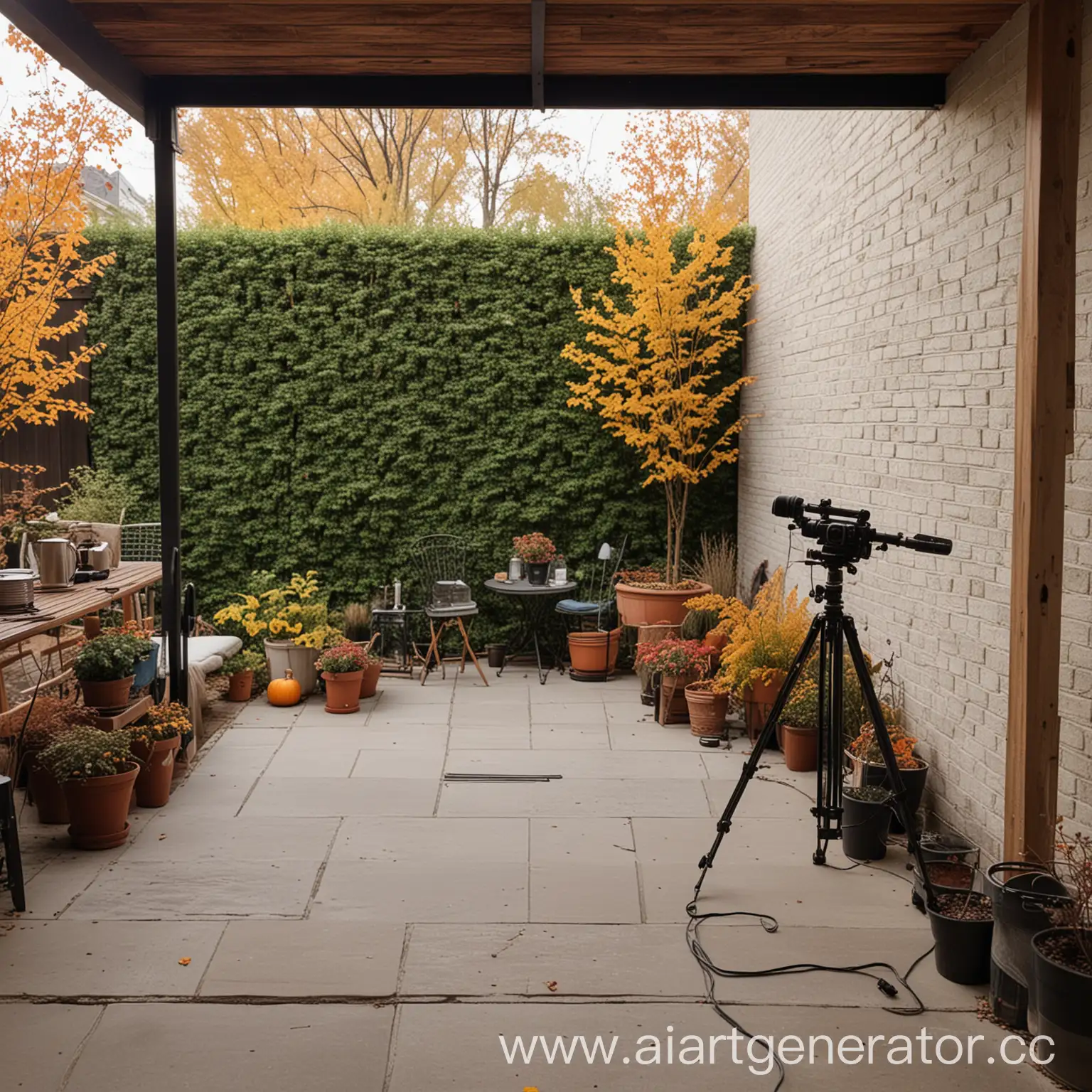 Minimalist-Filming-Study-with-Homemade-Equipment-in-a-Fall-Patio