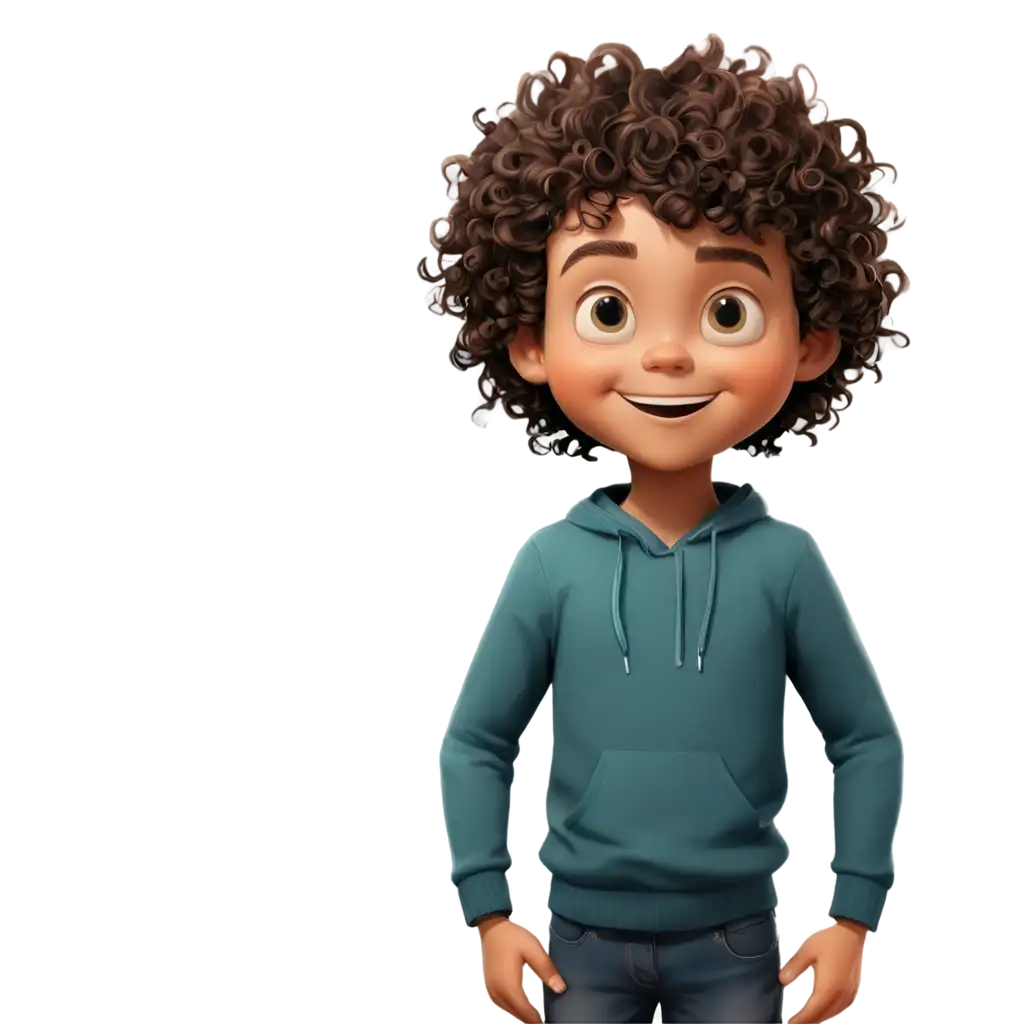 boy with frizzy hair illustration