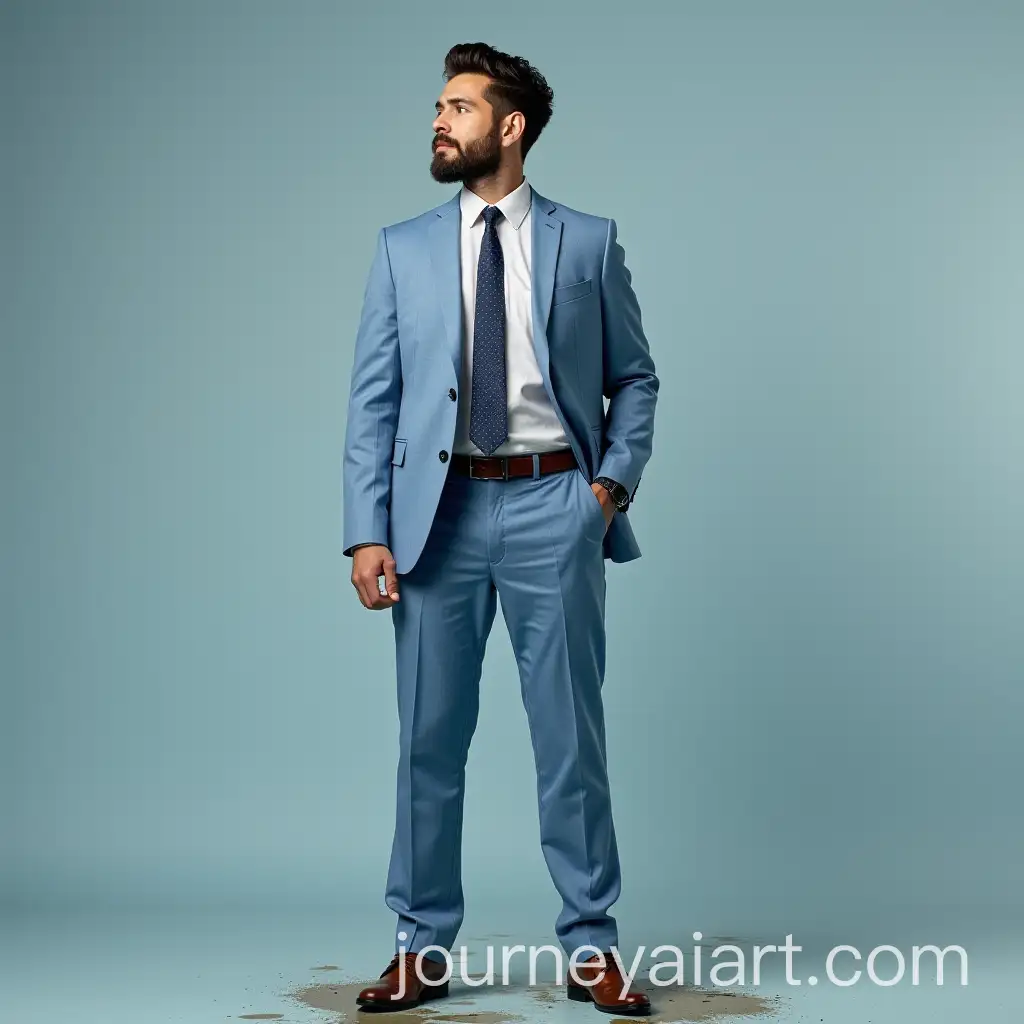 Businessman-in-Light-Blue-Suit-with-Wet-Patch-on-Trousers