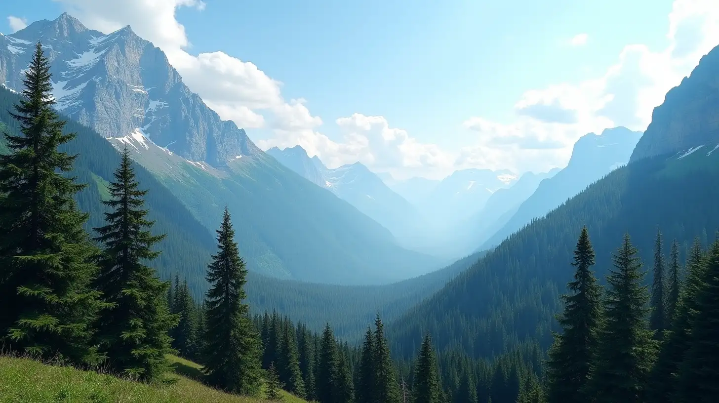 Majestic Pine Forest Under a Vibrant Sky