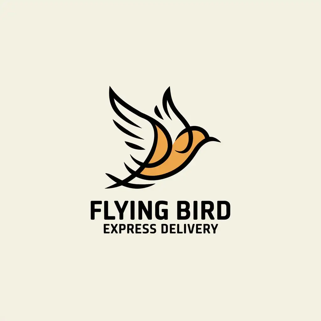 a vector logo design,with the text "Flying bird express delivery", main symbol:fly bird，warm color tone,Minimalistic,be used in Others industry,clear background