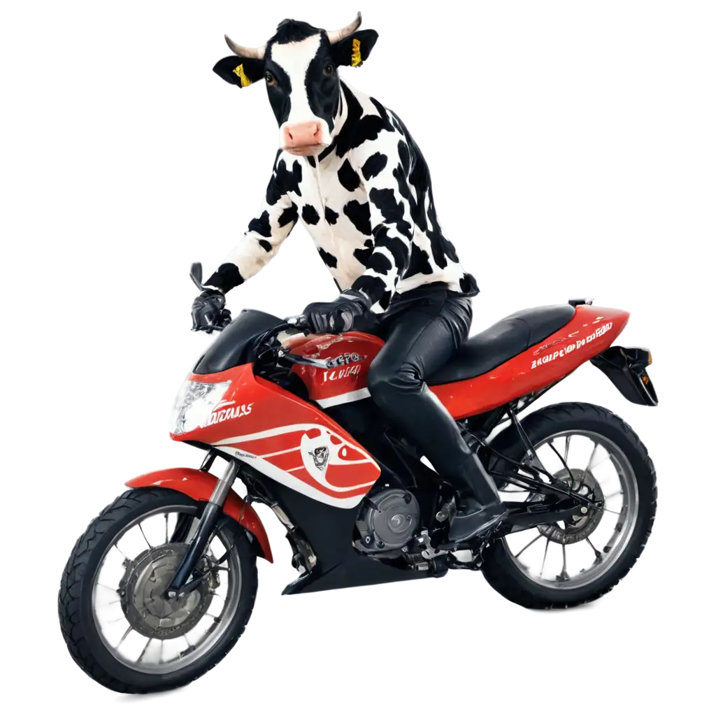 HighQuality-PNG-Image-of-a-Cow-Riding-a-Motorcycle-Captivating-and-Versatile-Artwork