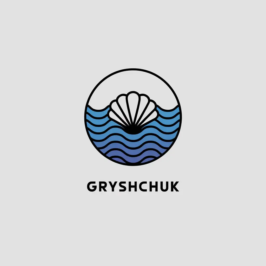 LOGO-Design-for-Gryshchuk-Minimalistic-Sea-Clam-on-Waves-Background-for-Water-Bioresources-Industry