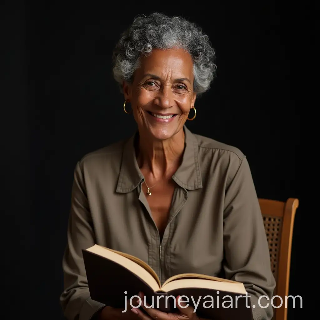 Stunning-60YearOld-LightSkinned-Black-Woman-Reading-a-Portuguese-Book