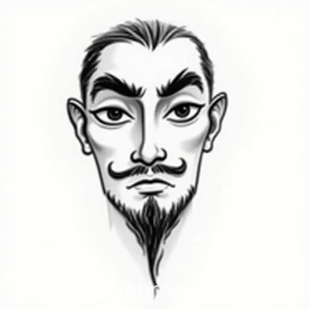 Minimalist-Chinese-Stroke-Portrait-on-White-Background