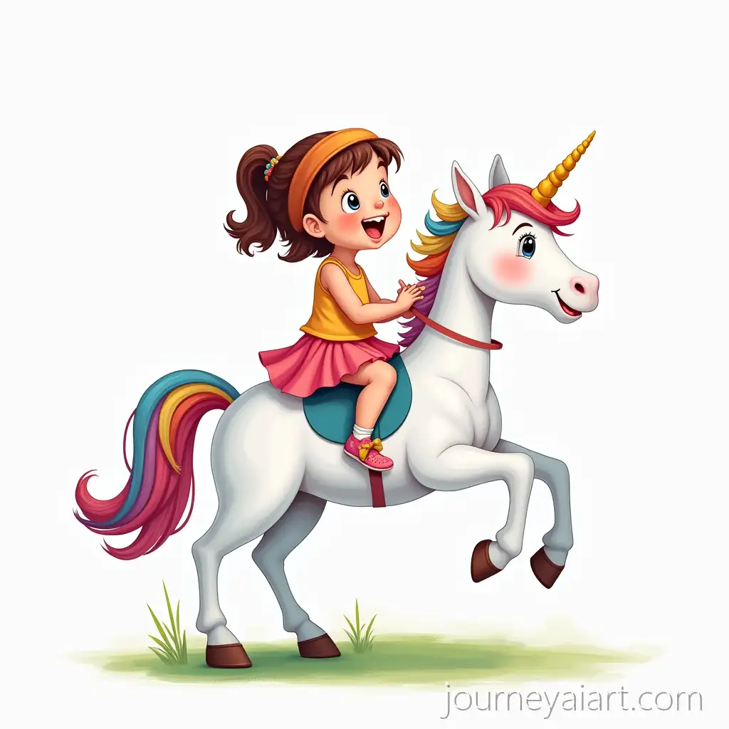 Little-Girl-Riding-a-Colorful-Unicorn-inUnicorn-ride-by-little-girl-a-Magical-Landscape