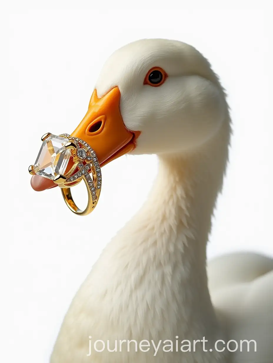 Elegant-Male-Duck-Posing-with-Luxurious-Gold-Ring-and-Gemstone