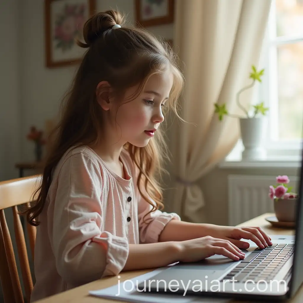 Young-Beautiful-Girl-Working-from-Home-at-Desk