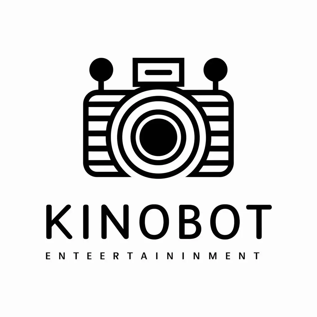 a vector logo design,with the text "KinoBot", main symbol:Camera,Moderate,be used in Entertainment industry,clear background