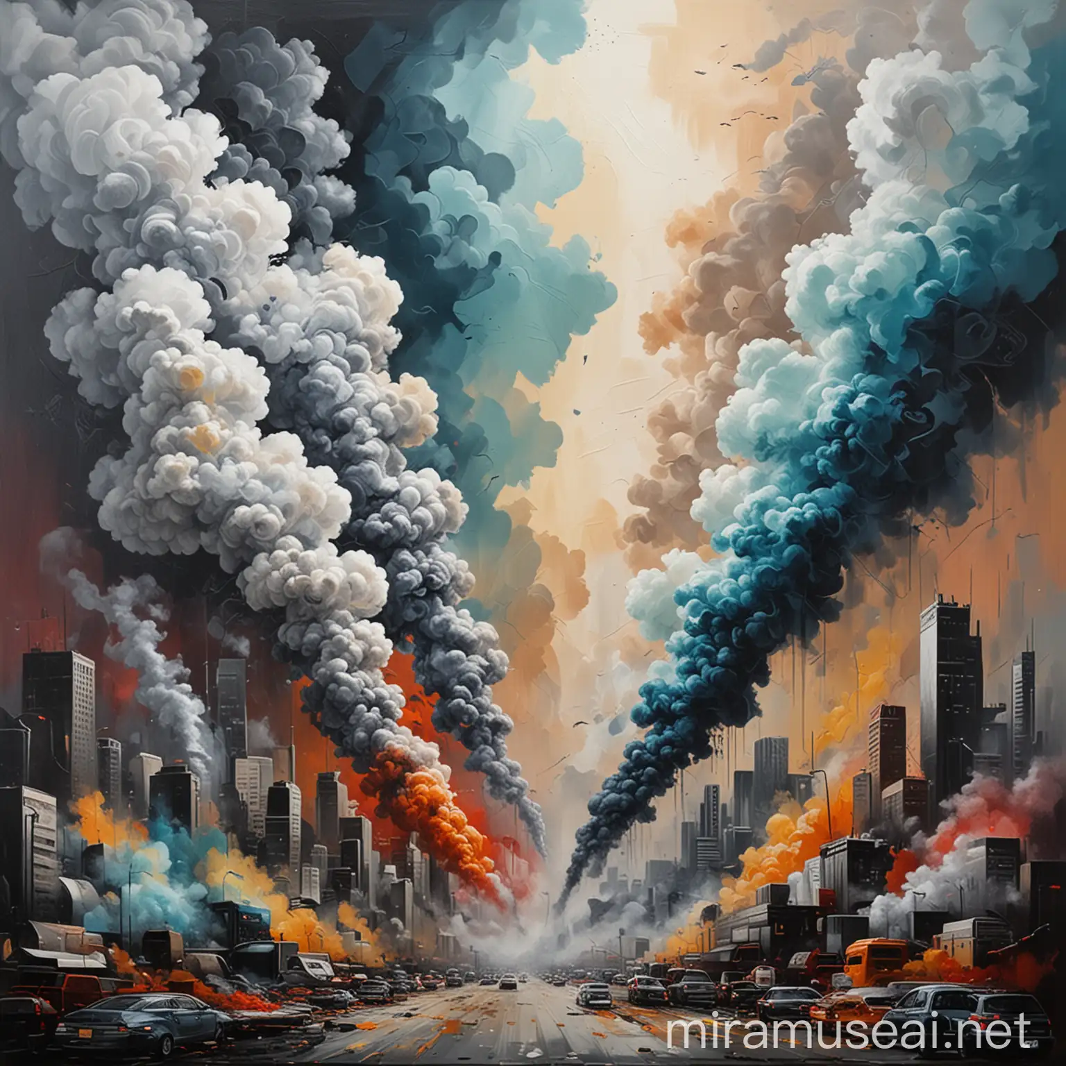 Abstract Art Depicting Environmental Impact of Air Pollution