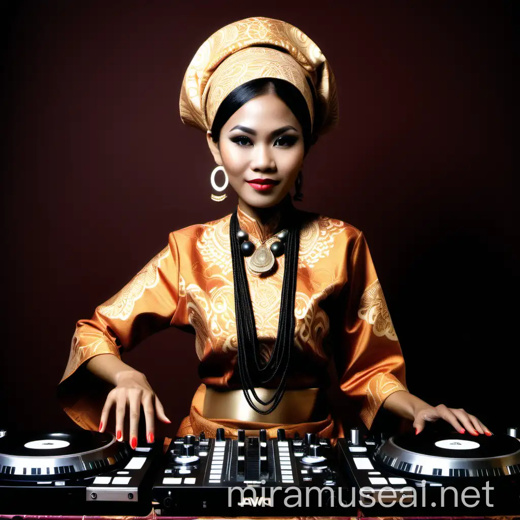 Traditional Javanese Indonesian Lady with DJ Set