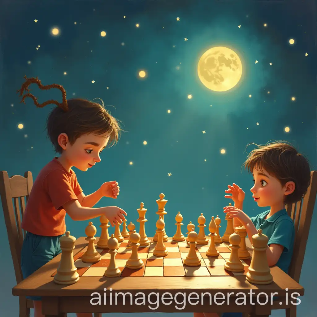 a living and funny chess game in the universe of childhood, tender and poetic