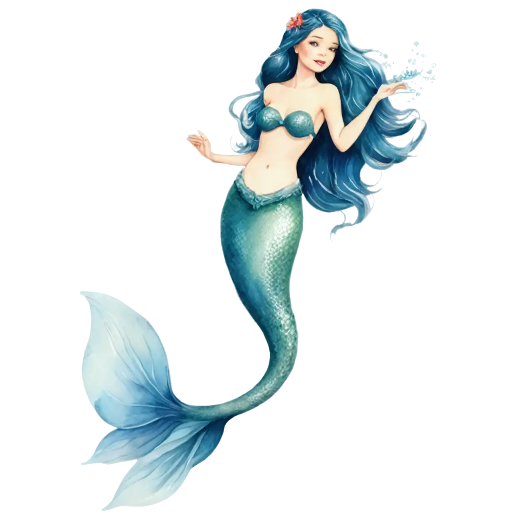 Watercolor-Style-Full-Body-Mermaid-PNG-Image-for-Creative-Use