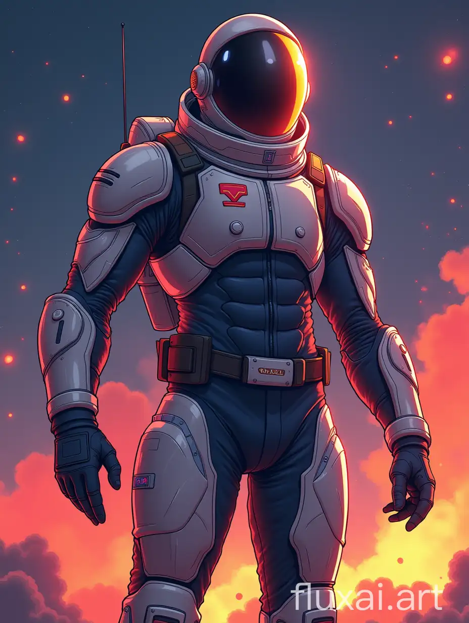 fighter Space Man, full body, anime art style