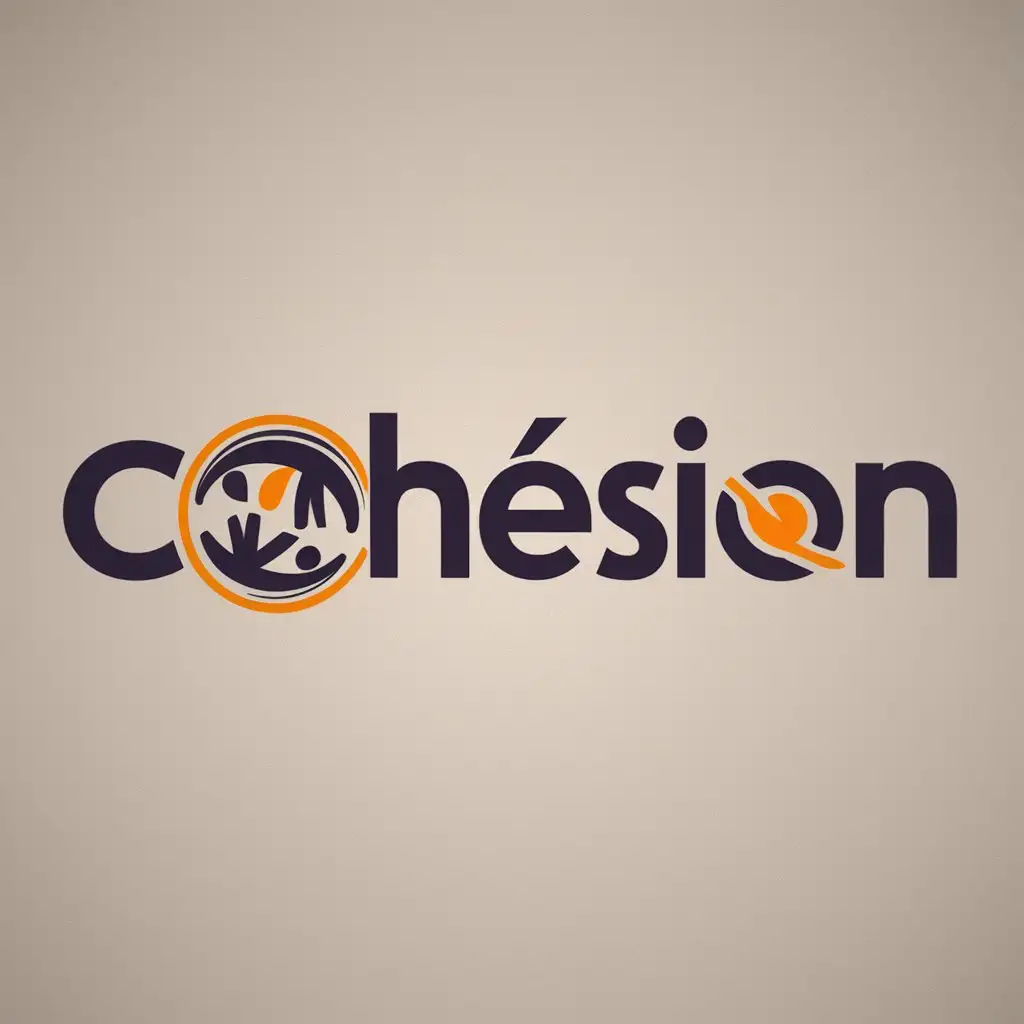 LOGO Design for Cohsion Purple Orange Abstract Human Figures in Circular Motion with Bold Typography