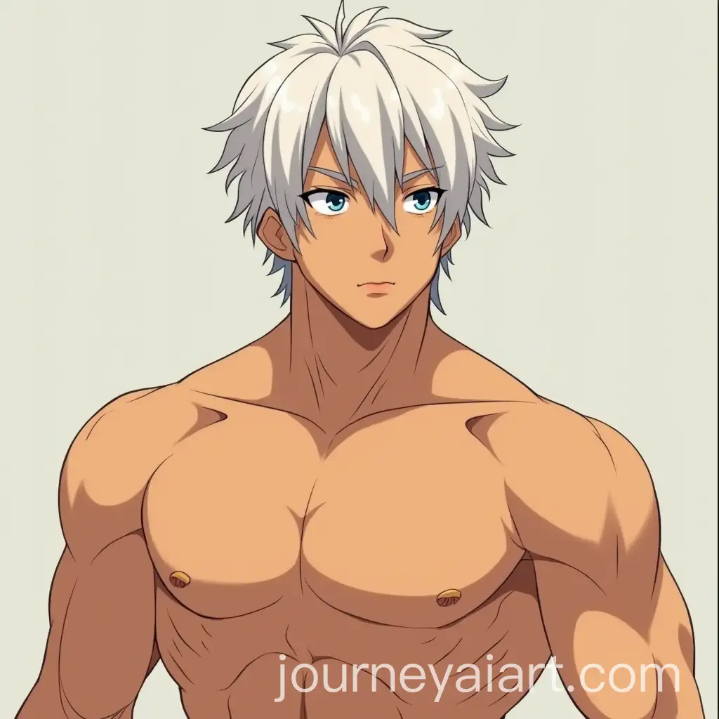 Handsome-Anime-Character-with-Tanned-Skin-and-White-Hair-in-SemiRealistic-Style