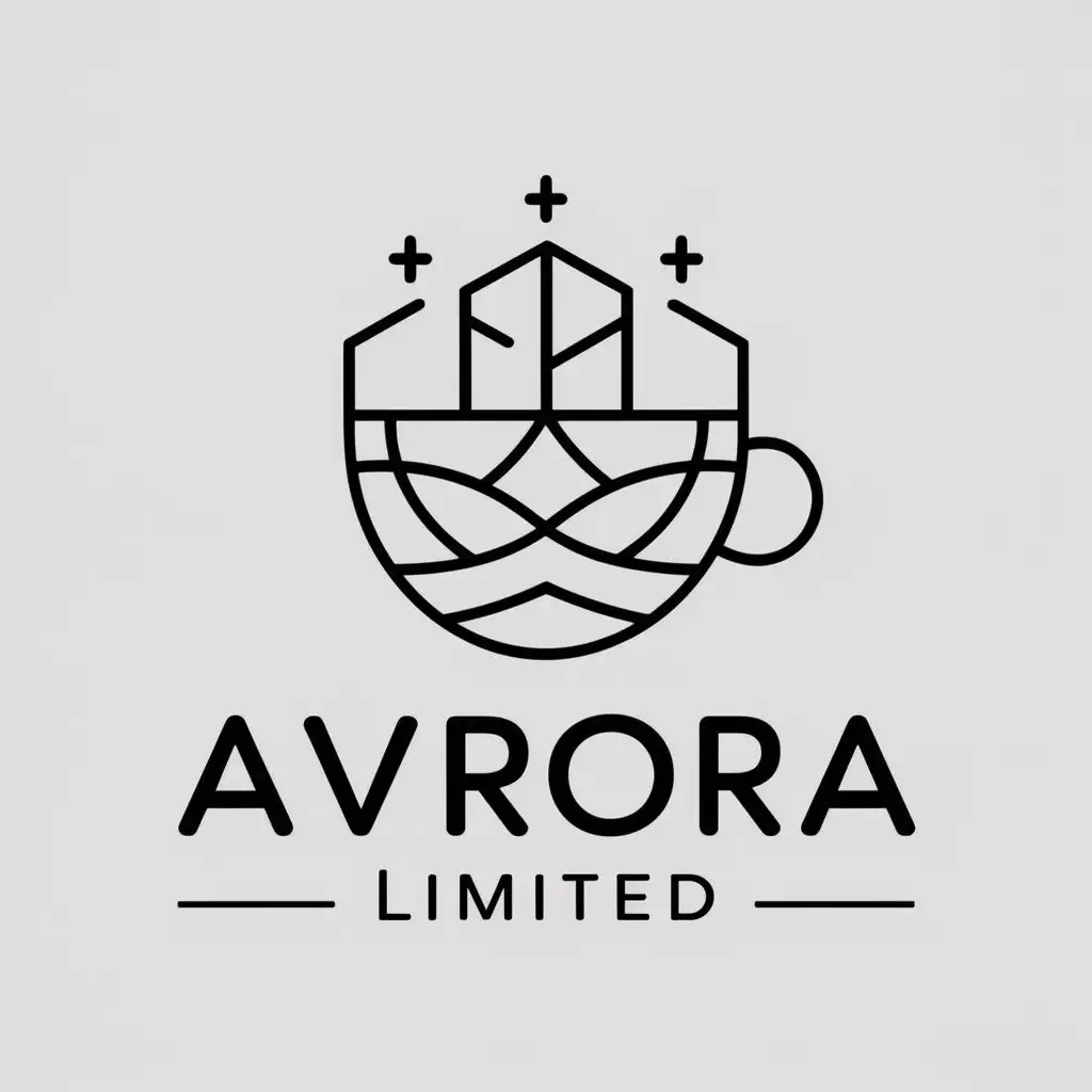 a vector logo design,with the text "avrora limited", main symbol:cup,complex,clear background