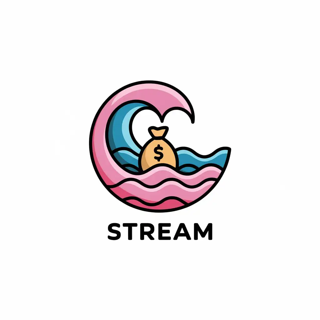 LOGO Design for Stream Money Pink Ocean Vector Design