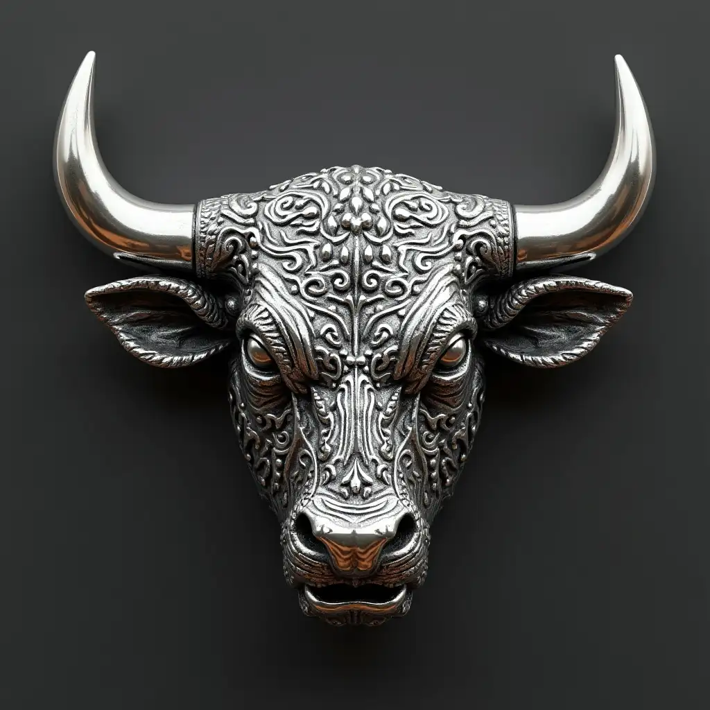 Sturdy Sterling Silver Raging Bull Head Links for 3D Laser Engraving