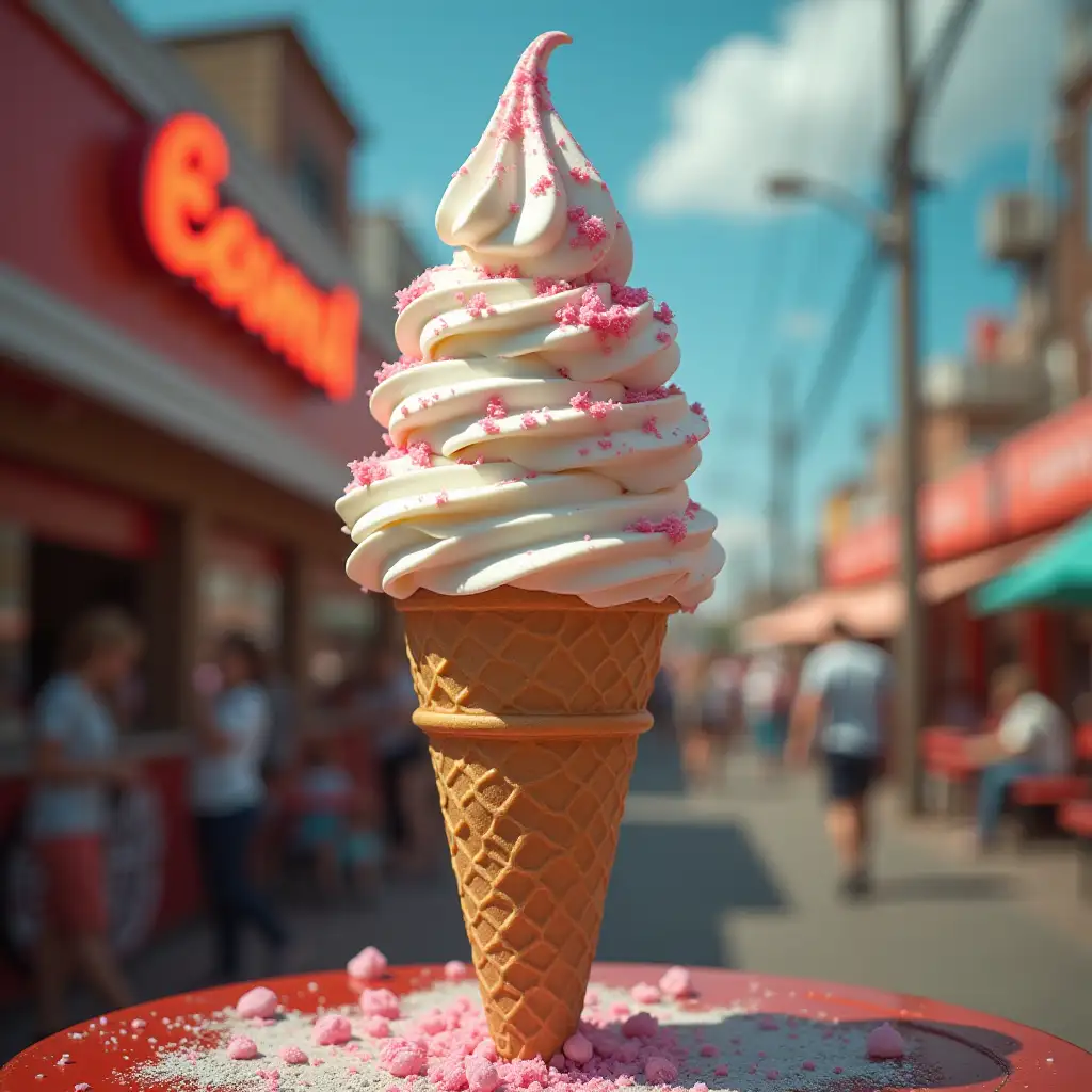 Ice cream cornet, bubblegum, guitar, music, ice