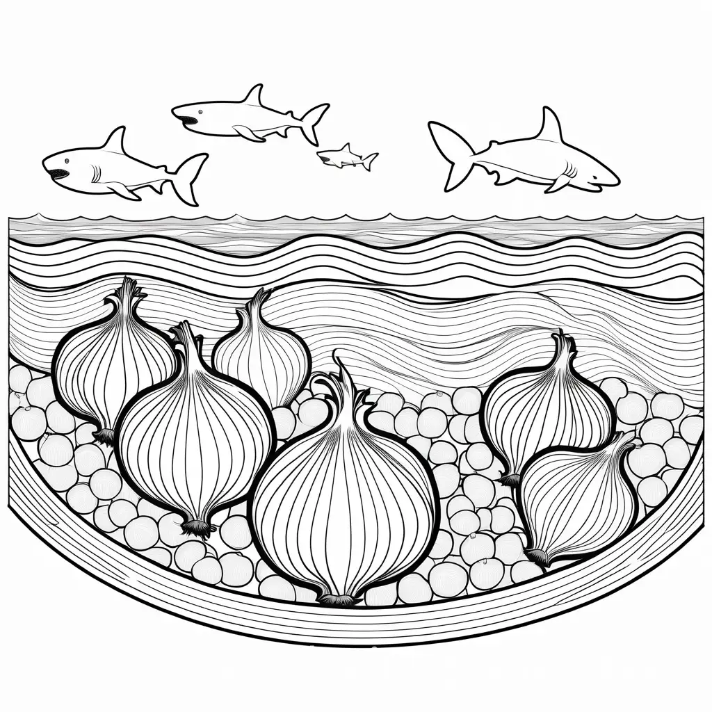 Onions-Rolling-Towards-Sharks-Coloring-Page