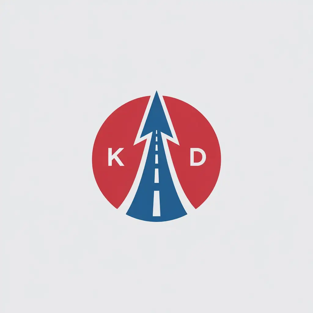 LOGO-Design-for-KCD-Minimalist-Red-Circle-Highway-Arrow-with-Blue-Accents