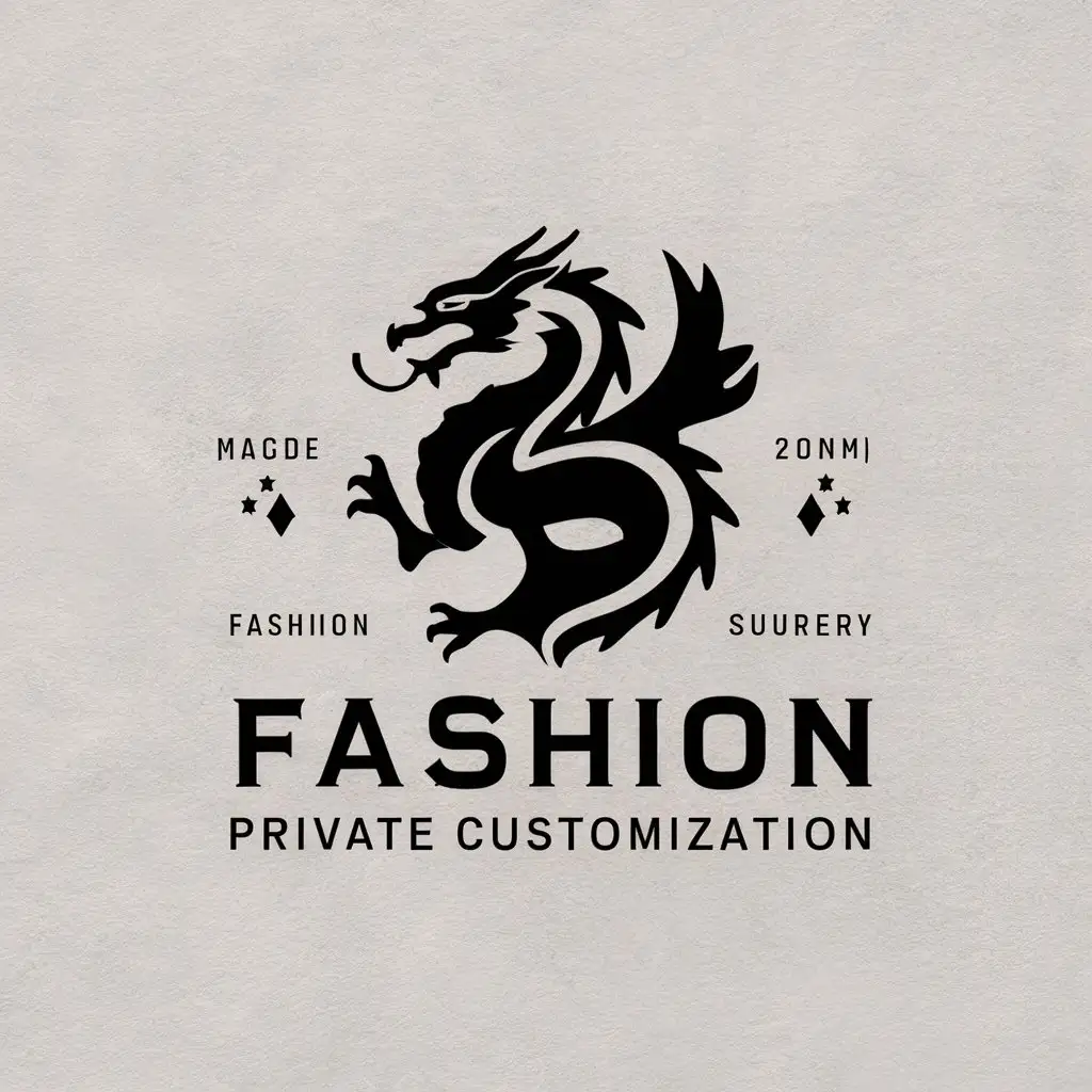 a vector logo design,with the text "Fashion private customization", main symbol:dragon,Moderate,be used in clothing industry,clear background