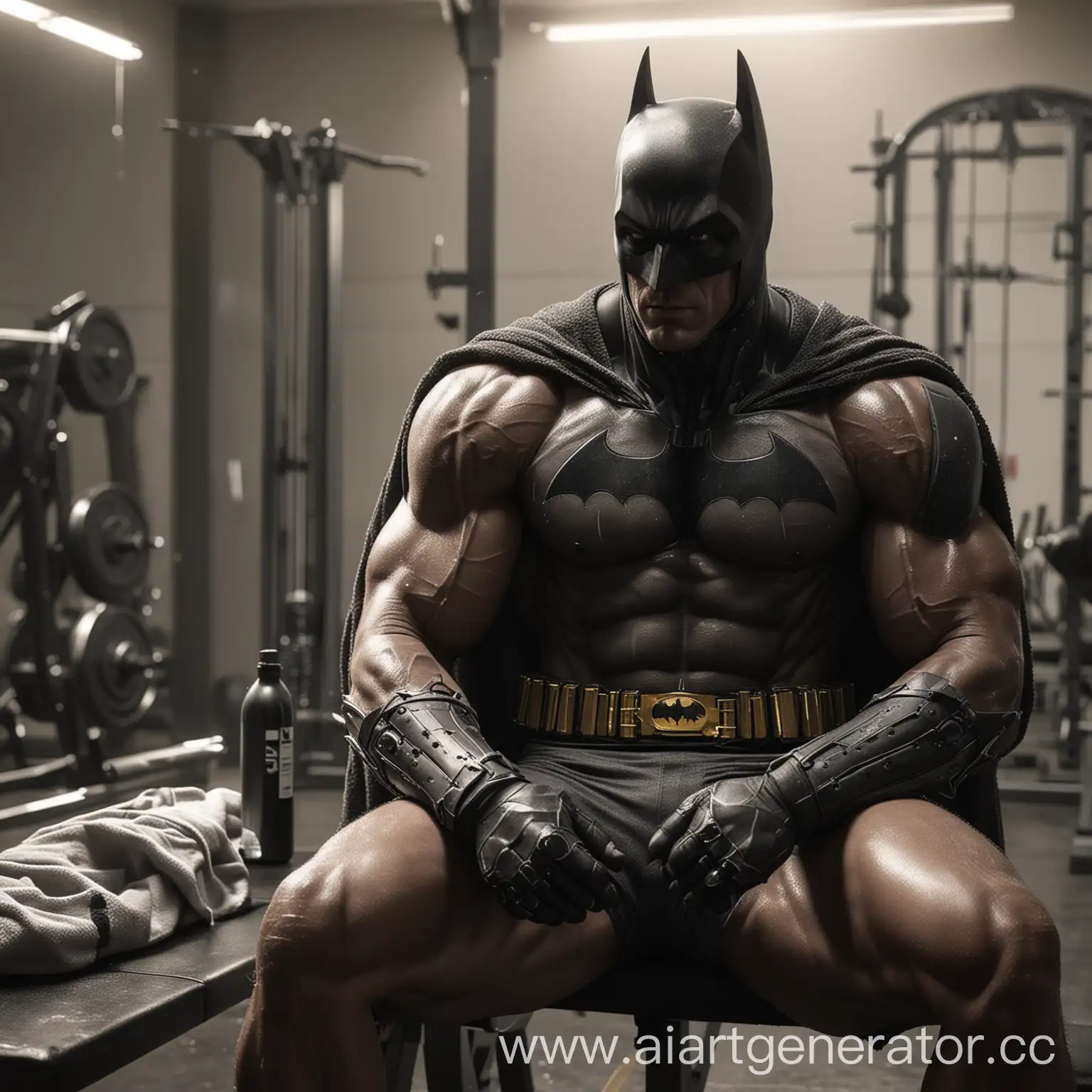 Batman-Resting-in-Gym-After-Intense-Workout