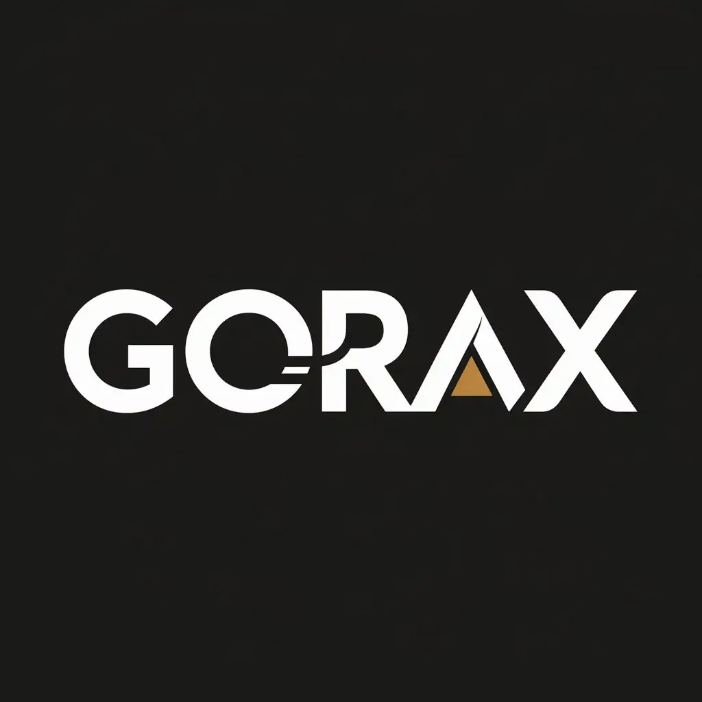 LOGO Design For GORAX Pronave Style Text in Whitish Brown on Black Background