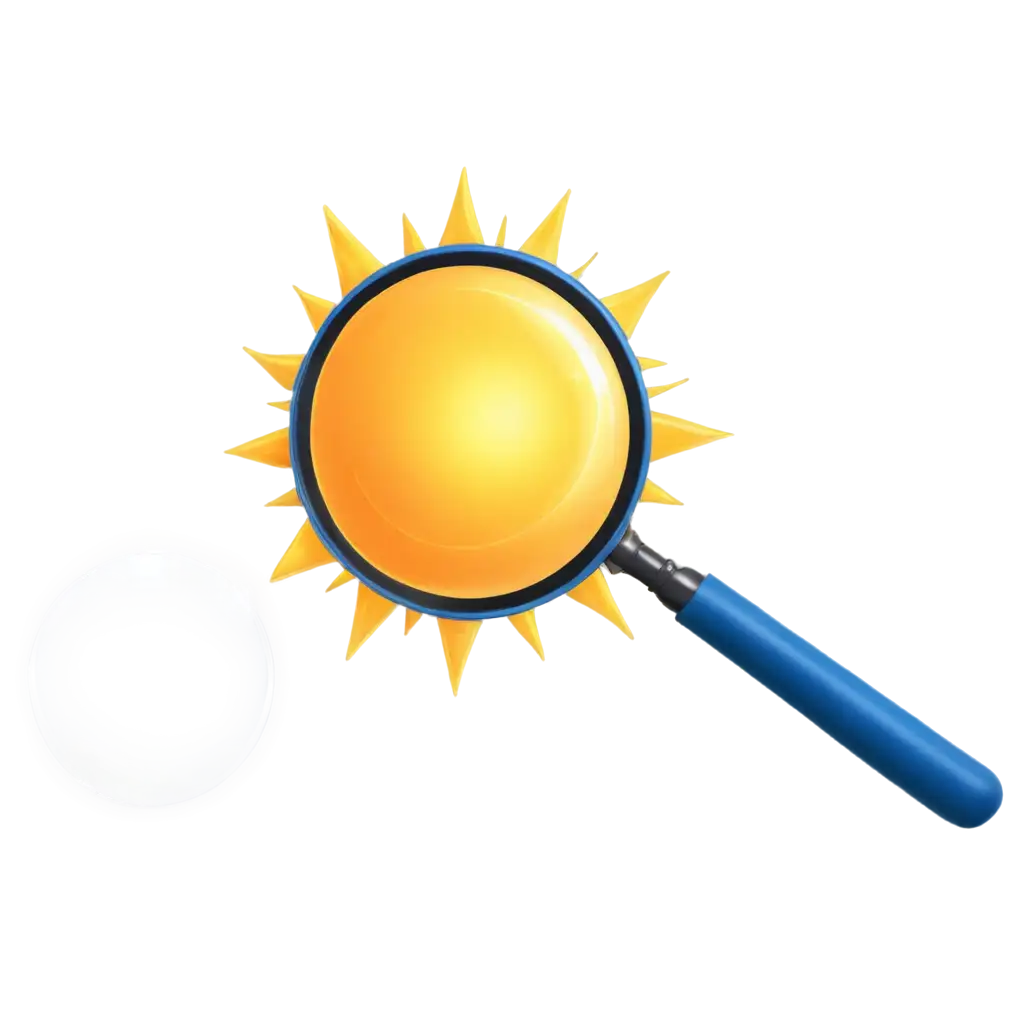 A Sun with a magnifying glass investigating