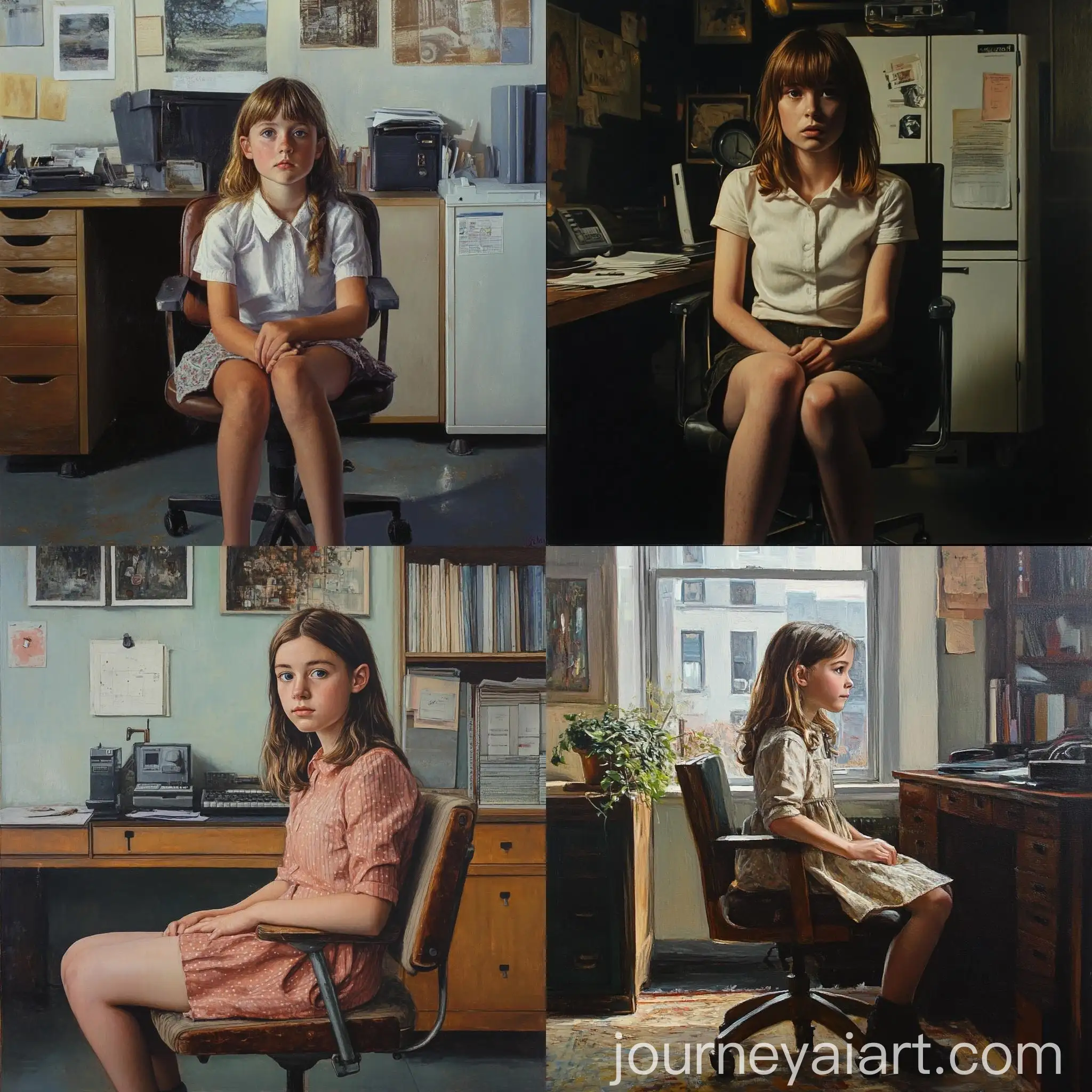 Young-Girl-Sitting-on-Chair-in-Office