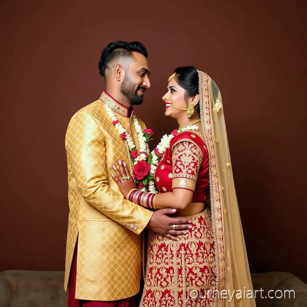 Multicultural-South-Indian-Wedding-with-Bride-and-Groom-in-Traditional-Attire