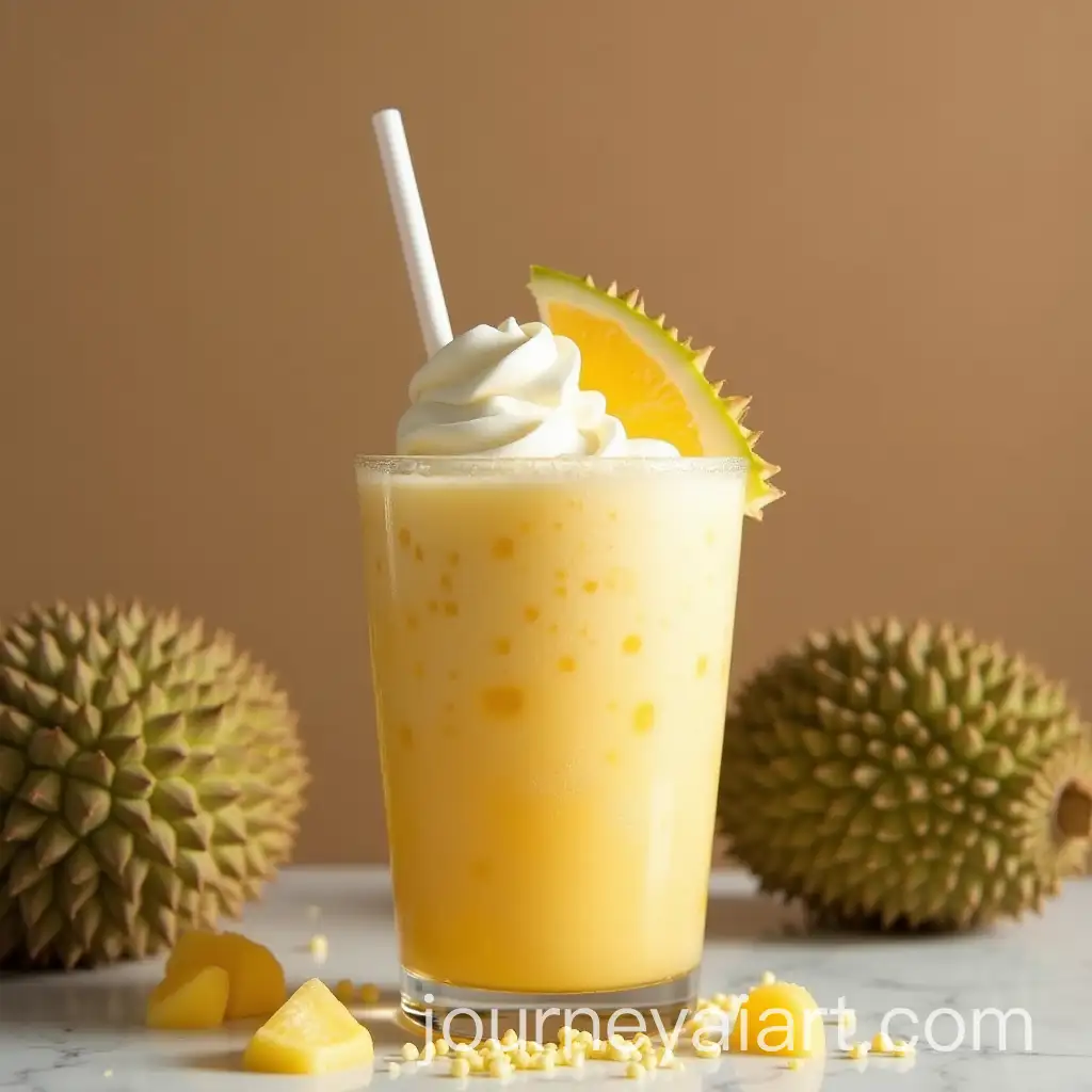 Durian-Ice-Blended-Drink-in-a-Refreshing-Glass-with-Frosty-Toppings