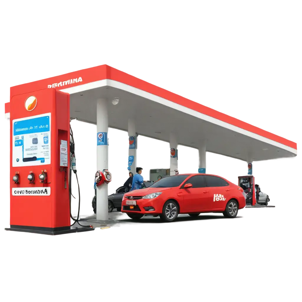 Cartoon-Car-Filling-Up-Gas-at-Pertamina-PNG-Image-for-Versatile-Use