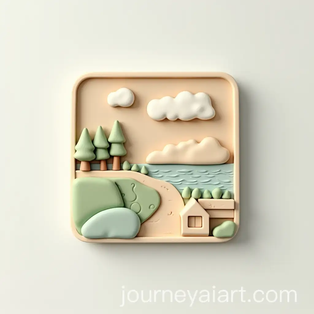 PastelAI-Image-Prompt-Expansion-Toy-Design-Featuring-Childlike-Relief-of-Nature-Scene-with-House-and-Road