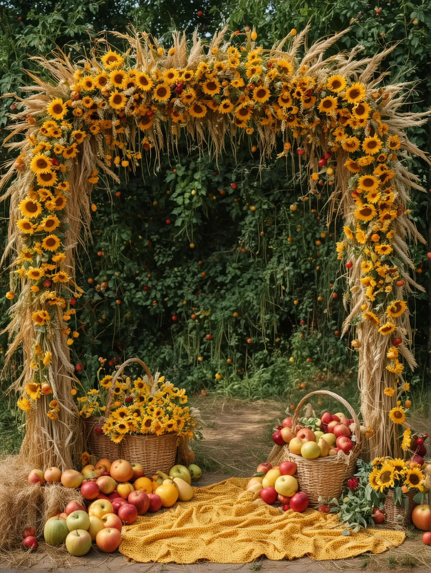 Summer-Autumn-Photo-Arch-Decoration-with-Sunflowers-and-Apples