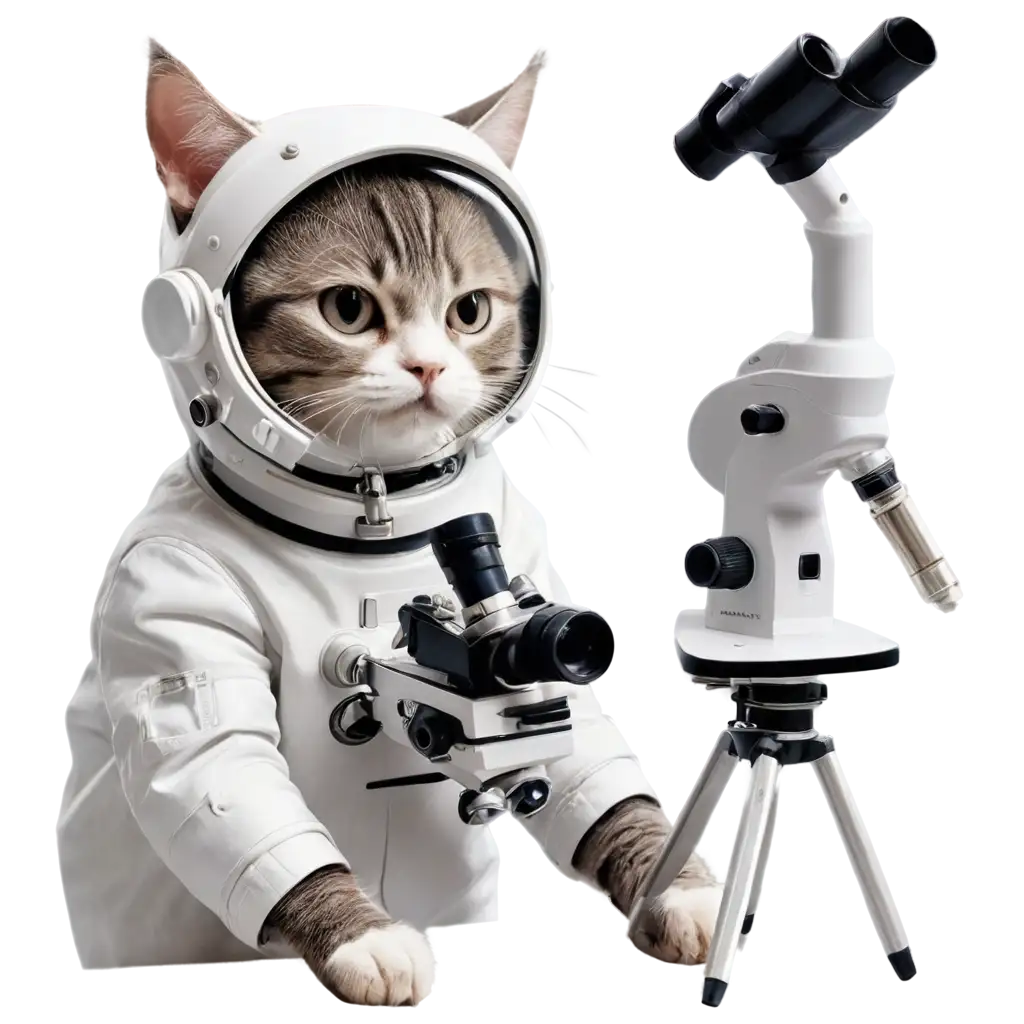 Cat-Astronaut-Using-Microscope-PNG-Discover-the-Universe-Through-a-Feline-Lens