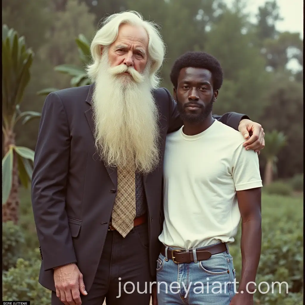 1970s-Style-Portrait-of-a-Tall-Man-with-Beard-and-a-Black-Man-in-Oasis-Setting