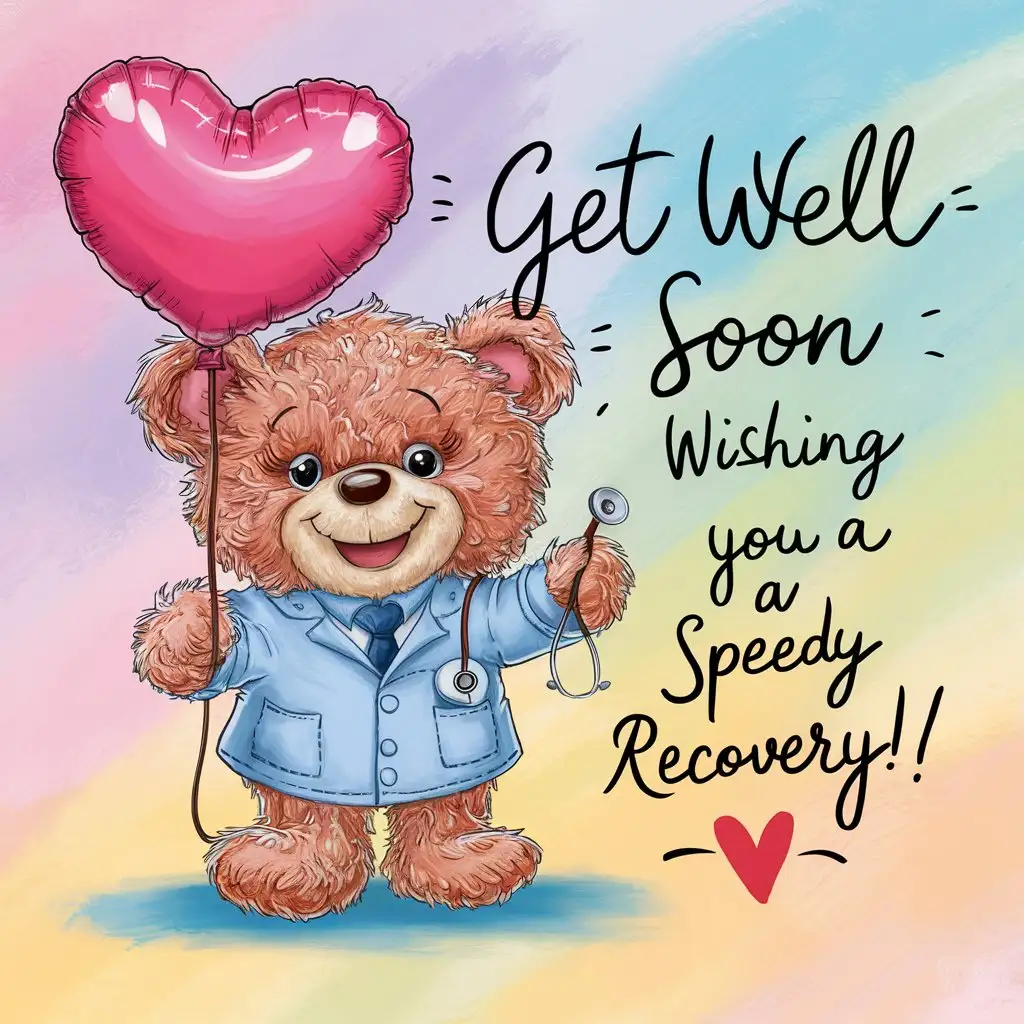 Get Well Soon Card Cover Featuring Colorful Flowers and Heartfelt Message